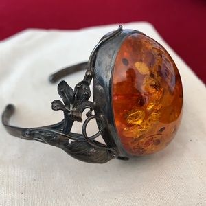 Amber bracelet on silver
